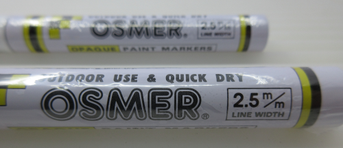 2 x WHITE Osmer Quick Dry Outdoor Paint Marker 2.5mm Line