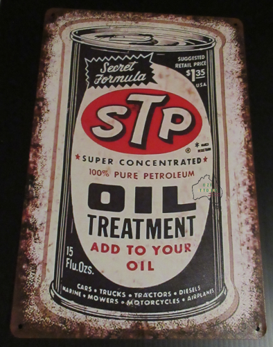 STP Oil Treatment Advertising Tin Sign with aged look new 30cm x 20cm