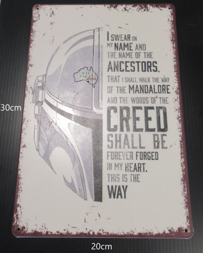 Star Wars The Mandalorian Creed Tin Sign with aged look new 30cm x 20cm In Stock