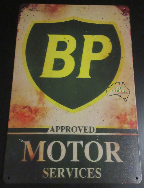 BP approved motor services Tin Sign with aged look new 30cm x 20cm