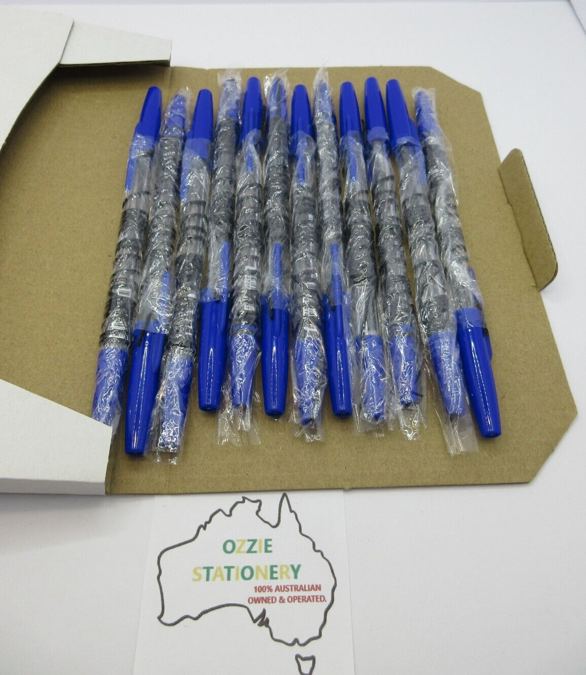 New In Box 12 x Initiative BLUE INK Ball Point Pens String B I C Corded 1.0mm