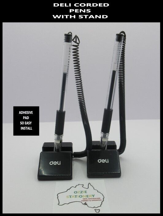 2 x Deli BLACK INK GEL WITH STAND ADHESIVE Corded B I C 0.5mm sent tracked