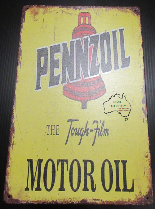 PENNZOIL MOTO OIL Advertising Tin Sign with aged look new 30cm x 20cm