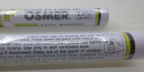 2 x WHITE Osmer Quick Dry Outdoor Paint Marker 2.5mm Line