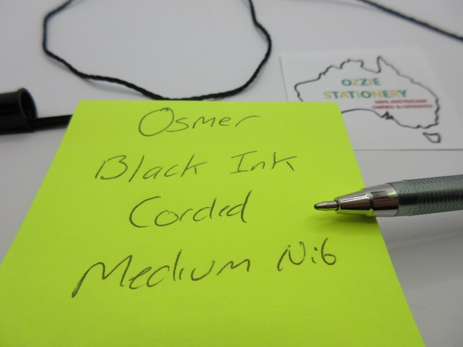 BULK BUY 100 x OSMER BLACK INK Ball Point Pens String B I C Corded 1.0mm