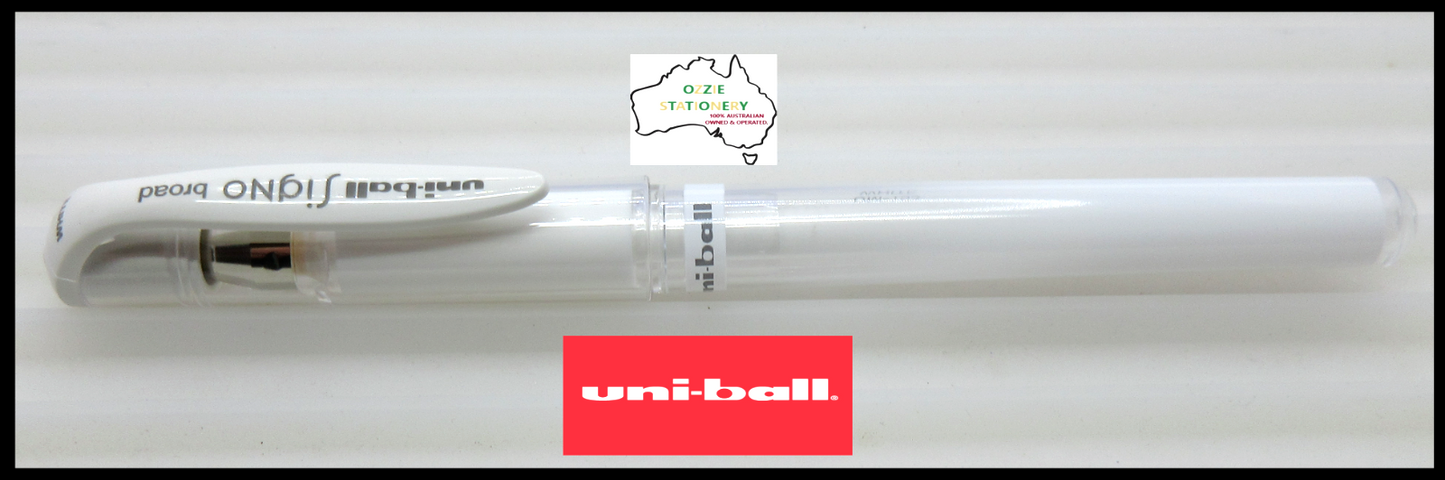 1 x WHITE Uni-ball Signo Gel Ink Rollerball Pen Broad 1mm UM153 UM153W