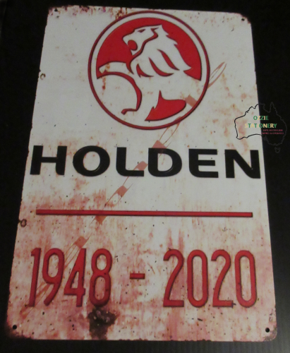 Holden Logo Date Sign Tin Sign with aged look new 30cm x 20cm