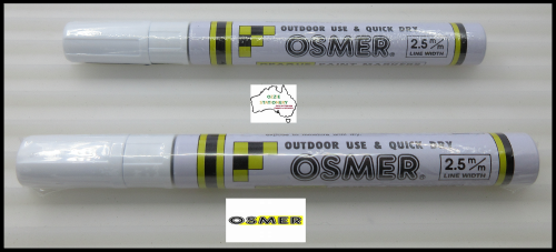 2 x WHITE Osmer Quick Dry Outdoor Paint Marker 2.5mm Line