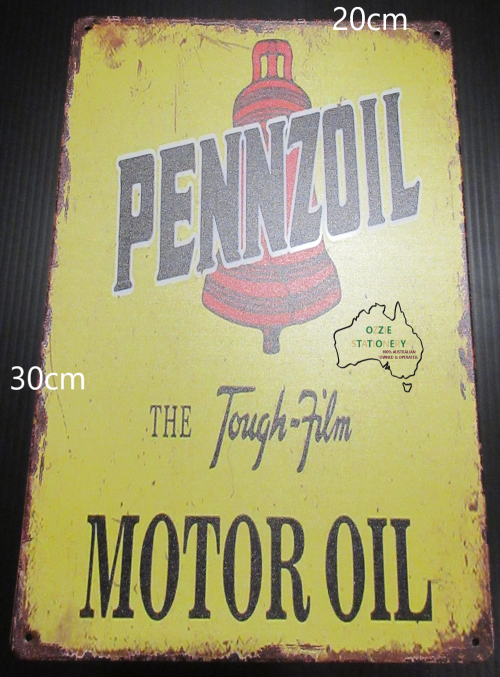 PENNZOIL MOTO OIL Advertising Tin Sign with aged look new 30cm x 20cm