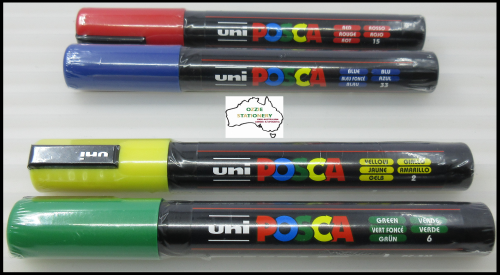 4 ASSORTED UNI POSCA Marker PC5M  Bullet 1.8-2.5mm Tip Art