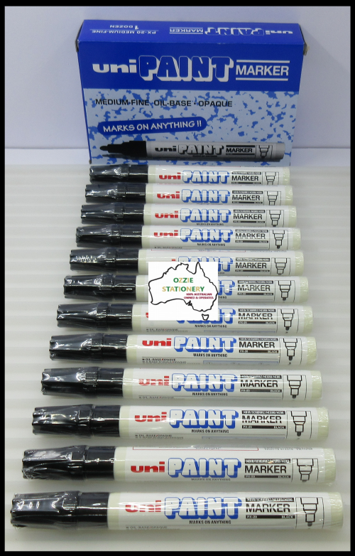 12 x BLACK Uni Paint PX20 Paint Marker 2.2-2.8mm Bullet Point PX20BK