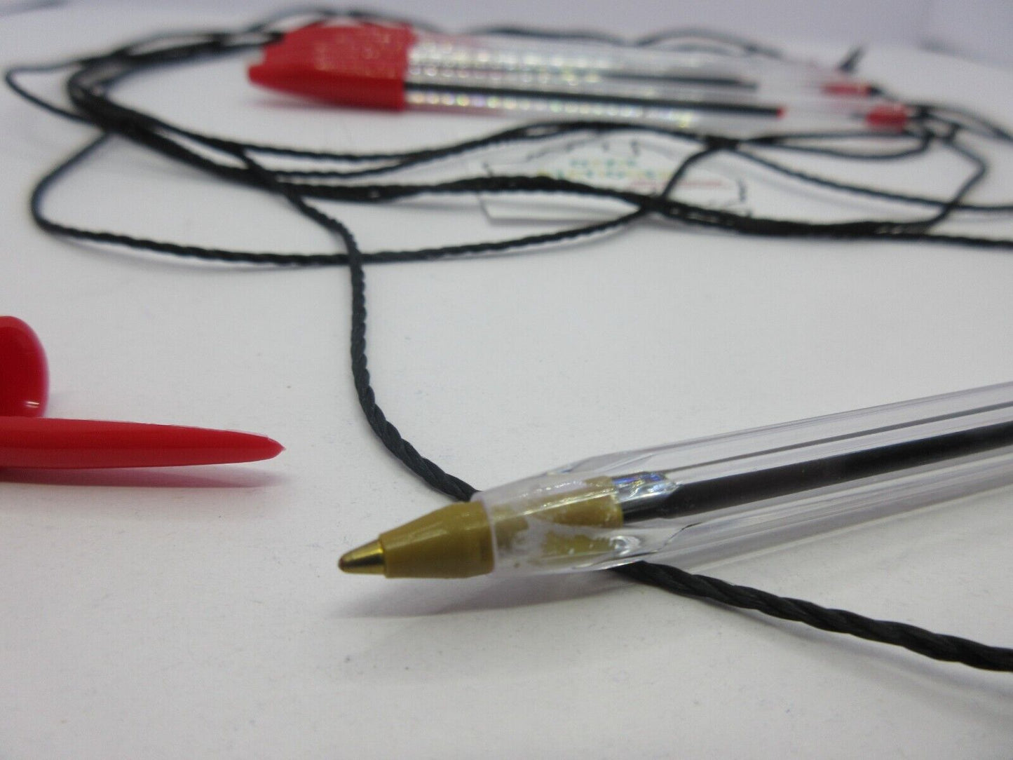 6 x BIC RED INK Cristal Ball Point Pens String Corded 1.0mm  In Stock Now