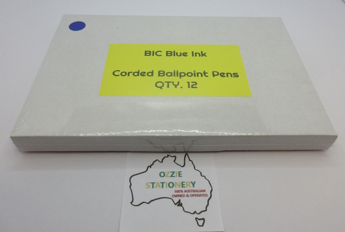 Box 12 x BIC BLUE INK Cristal Pens String Corded 1.0mm 10217  Sent Tracked