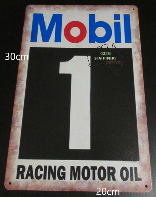 Mobil 1 Racing Motor Oil Tin Sign with aged look new 30cm x 20cm