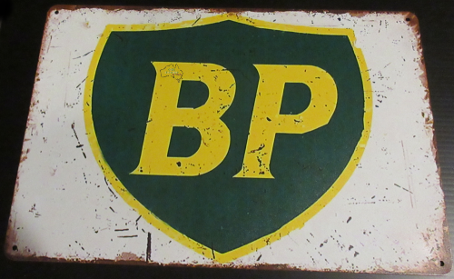 BP Fuel Logo Tin Sign with aged look new 30cm x 20cm