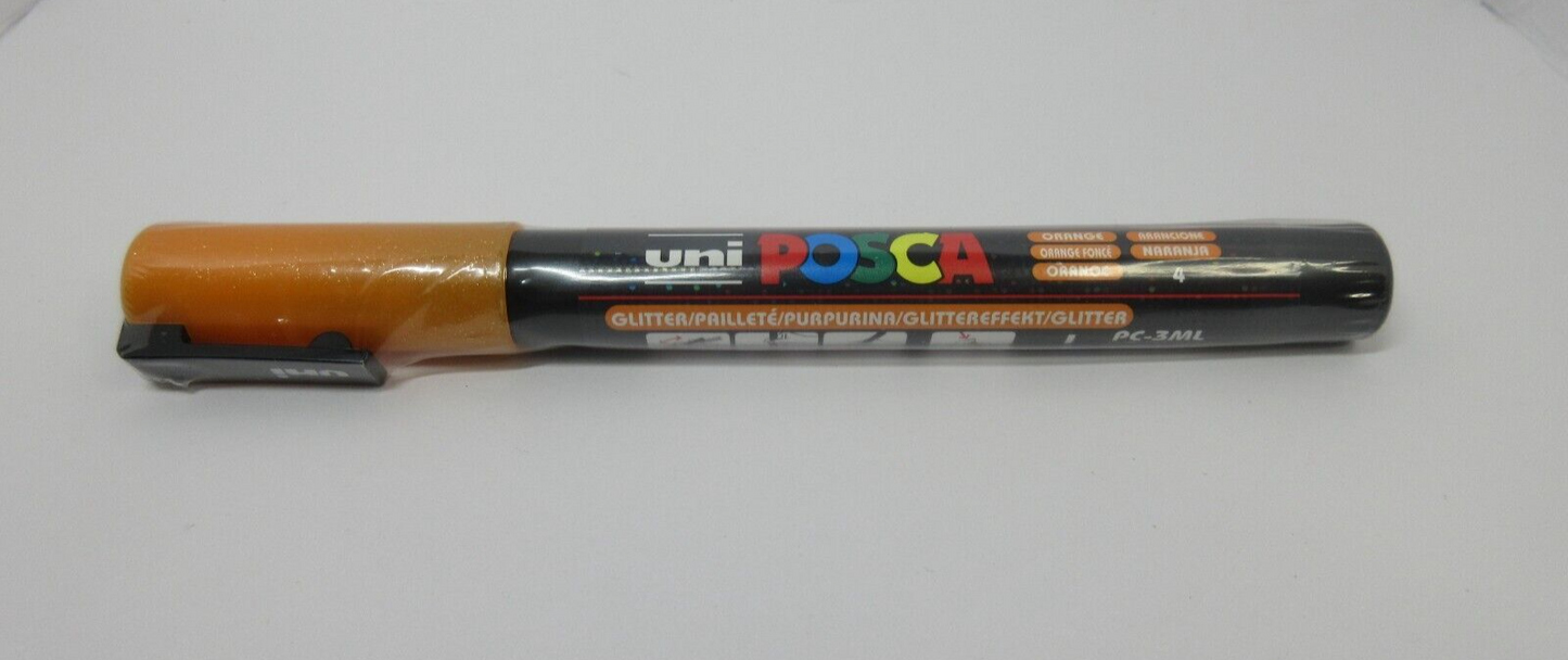 1 x UNI POSCA Marker PC3M GLITTER Orange Bullet 0.9-1.3mm Tip Art in stock