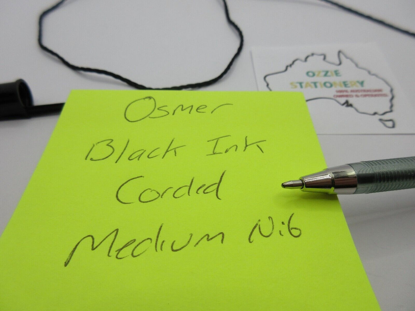 New in Box 12 x OSMER BLACK INK Ball Point Pens String B I C Corded 1.0mm