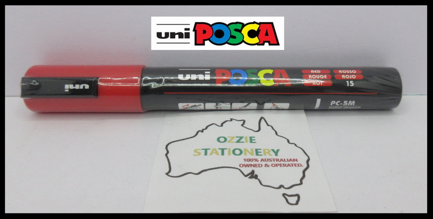 1 x UNI POSCA Marker PC5M  Red Bullet 1.8-2.5mm Tip Art in stock