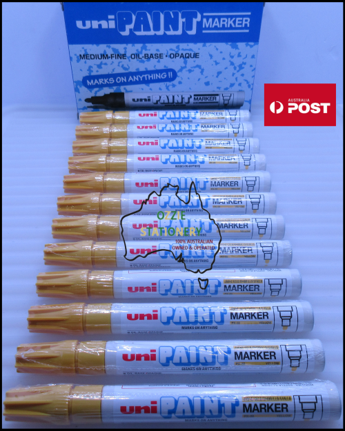 12 x YELLOW Uni Paint PX20 Paint Marker 2.2-2.8mm Bullet Point PX20Y