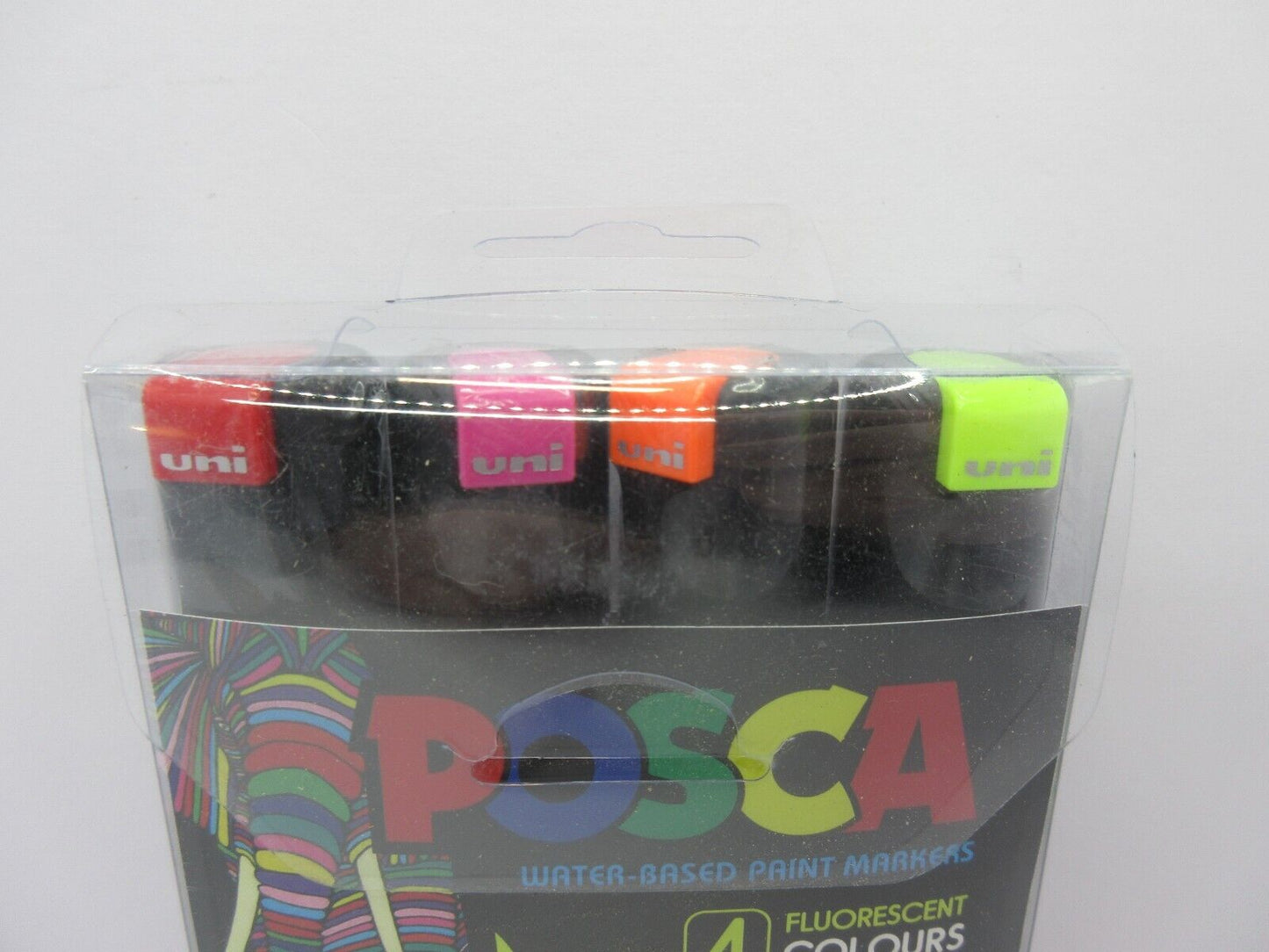 POSCA PC 8 K Paint Markers Chisel Tip 8mm Fluoro Fluorescent Assorted 4 Pack