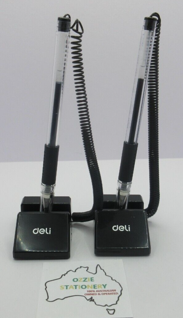 2 x Deli BLACK INK GEL WITH STAND ADHESIVE Corded B I C 0.5mm sent tracked