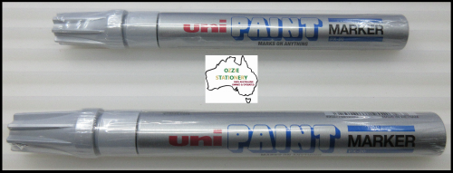 2 x SILVER Uni Paint PX20 Paint Marker 2.2-2.8mm Bullet Point PX20S