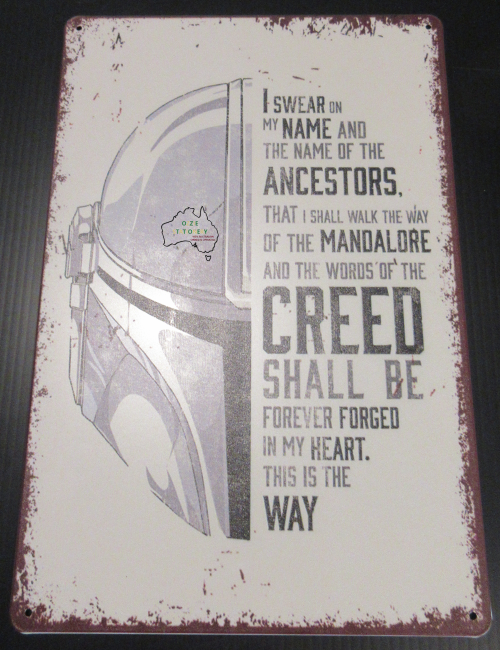 Star Wars The Mandalorian Creed Tin Sign with aged look new 30cm x 20cm In Stock