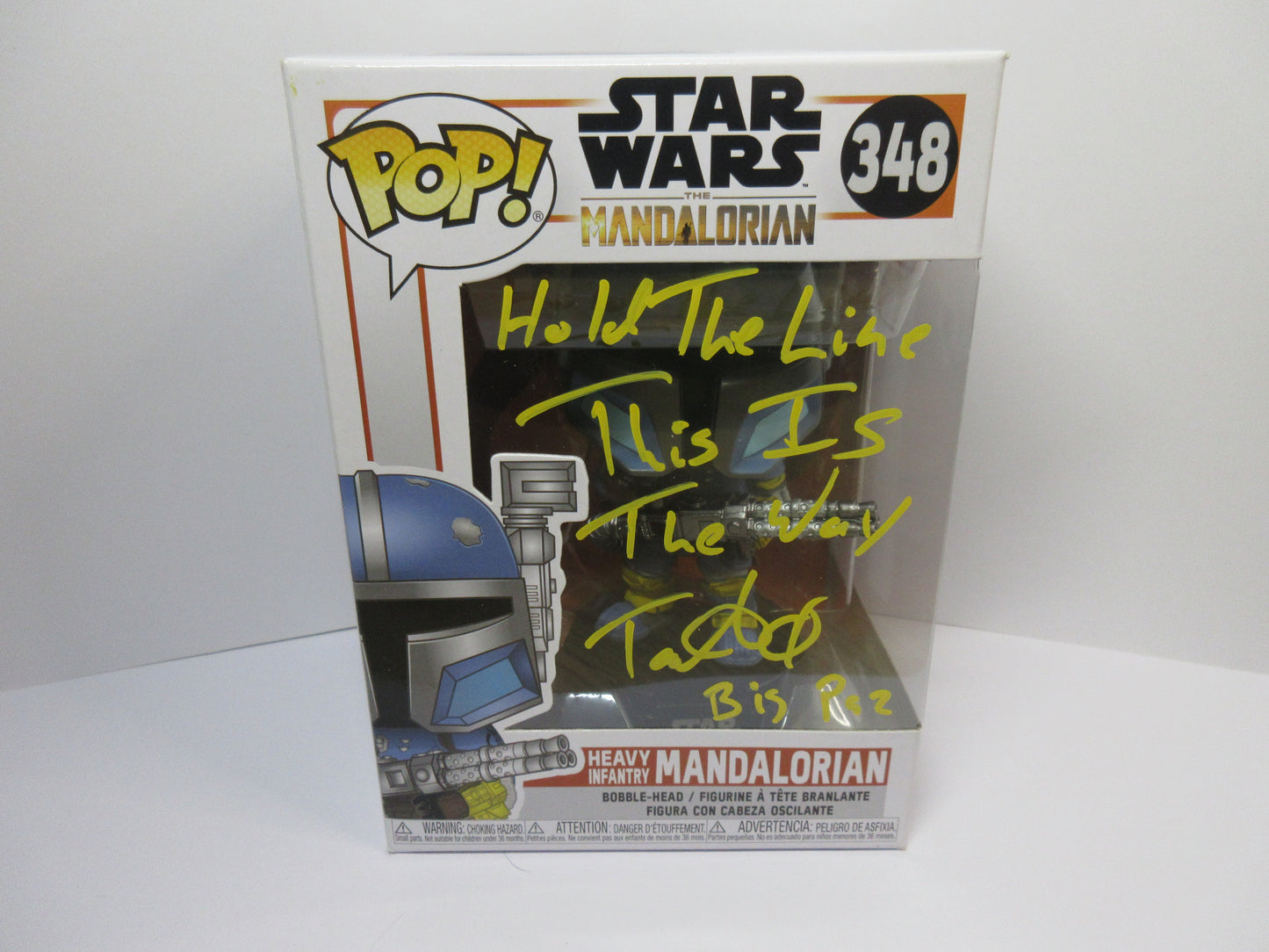 Star Wars Funko Pop Vinyl Heavy Infantry Mandalorian Autographed in person by actor Tait fletcher COA