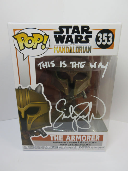 The Mandalorian Funko Pop Vinyl The Armorer 353 Autographed in person by actor Emily Swallow with COA