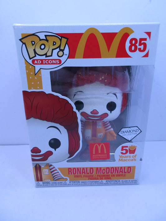 Ad Icons - McDonalds, Ronald McDonald #85 Diamond Glitter 50 years of Macca's Funko Pop Vinyl Figure