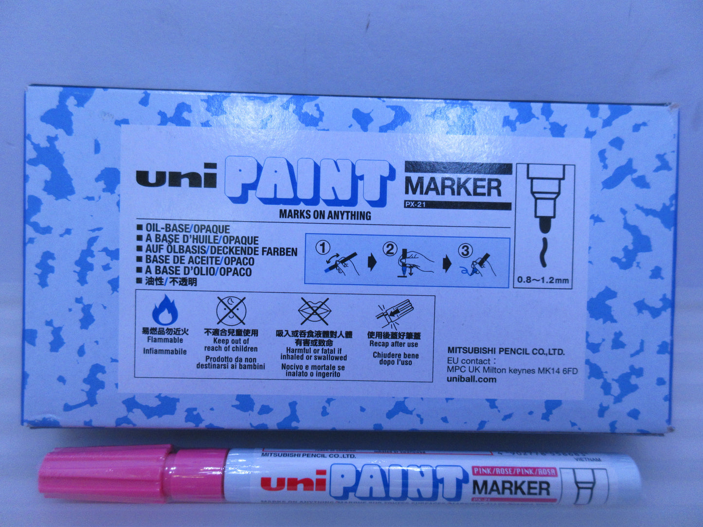 12 x PINK Uni Paint PX21 Paint Marker 0.8-1.2mm Bullet Point PX21P