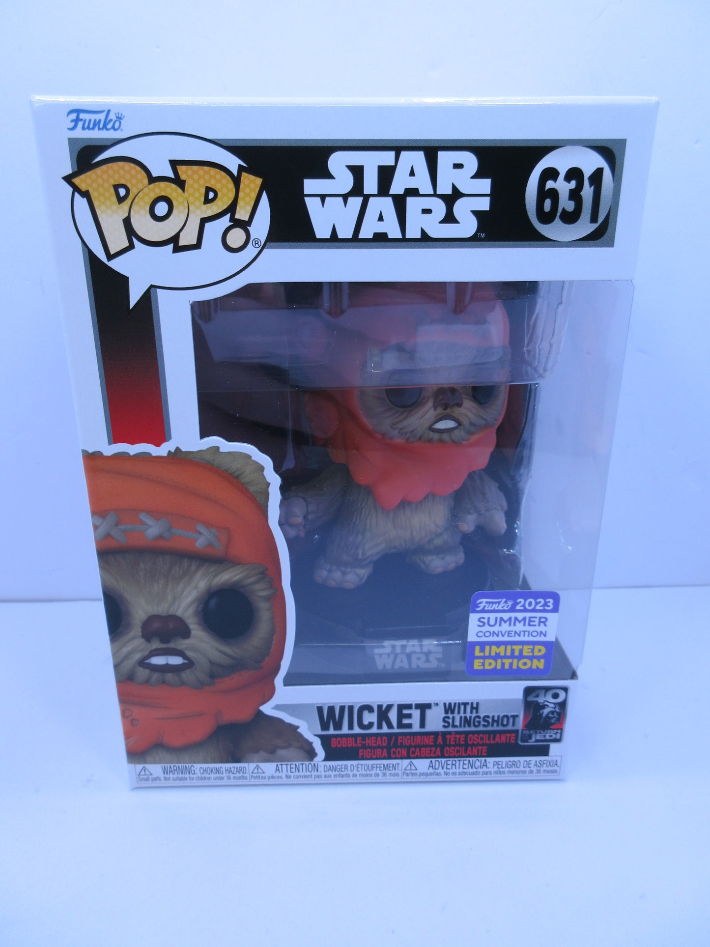 Star Wars - Wicket #631 (with slingshot) Funko Pop Vinyl Return Of The Jedi 40th Anniversary Sumer Convention 2023 Exclusive