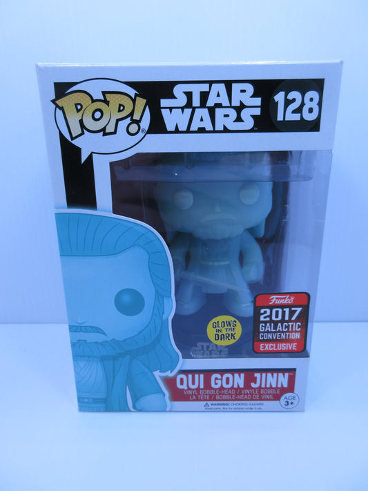 Star Wars - Qui Gon Jinn #128 Glow in The Dark Funko Pop Vinyl Figure Galactic Convention 2017 Exclusive