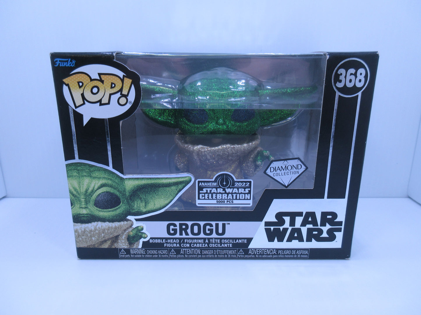 The Mandalorian - Grogu Diamond Glitter #368 Star Wars Celebration 2022 5000pc rarest Grogu pop made