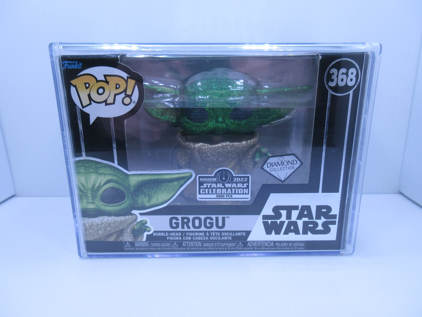 The Mandalorian - Grogu Diamond Glitter #368 Star Wars Celebration 2022 5000pc rarest Grogu pop made