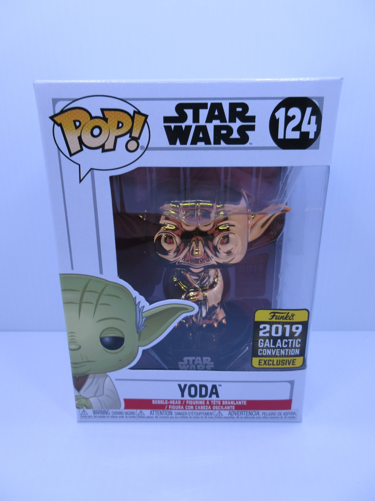 Star Wars - Yoda #124 Gold Chrome - Funko Pop Vinyl figure Galactic Convention Exclusive 2019